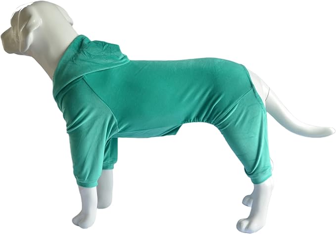 Dog Pajamas Pet Jumpsuits PJS for All Seasons, Velvet Dog Hoodies 4 Legs Four Feet Dog Onesies Stylish PJS Puppy Costume Cotton Liner Warm Pet Clothes for Small Medium Large Dogs Turquoise S