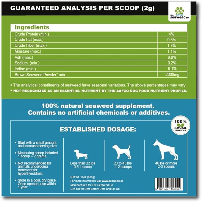Caniclean Tartar Remover for Dogs - Seaweed for Dogs Teeth to Remove Plaque and Freshen Stinky Dog Breath - 3.5oz/100g