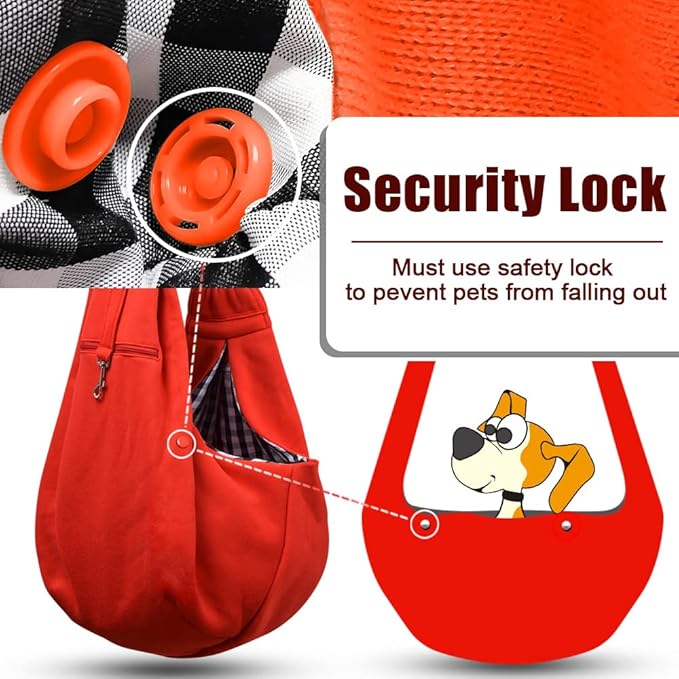 Tomkas Small Dog Sling Carrier - Zipper Pocket & Adjustable Strap - for 3-10 lbs Pets(Red)