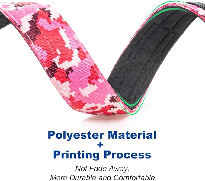 TSPRO Premium Dog Collars Tactical Dog Collar with Patch and Heavy Duty Quick-Release Metal Buckle Durable Thick and Adjustable for Medium to Large Dogs (Camo Pink L)