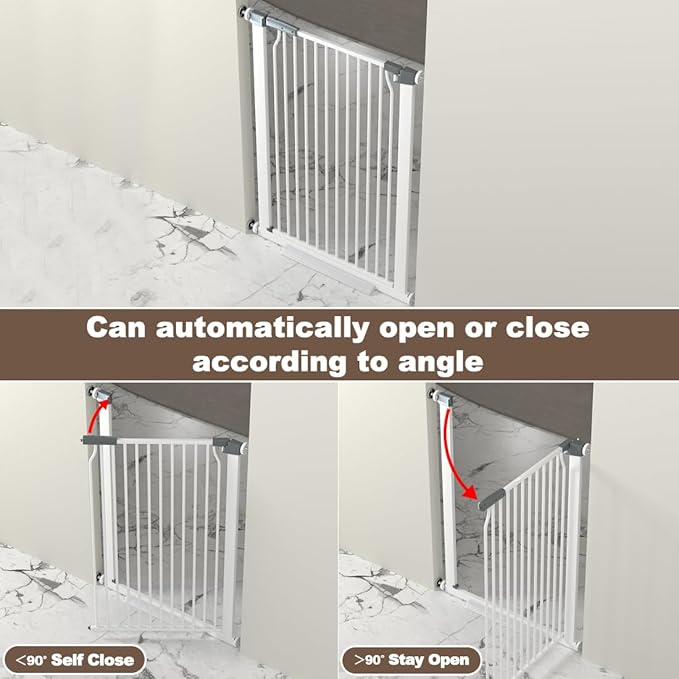 41" Extra Tall Baby Gate for Doorway, 65.8-72.2'' Metal Pet Baby Safe Gate, Extra Wide Pressure Mounted Cat Gate with Expansion Kit, No Drilling Cat Fence Indoor, Tall Dog Gate, White