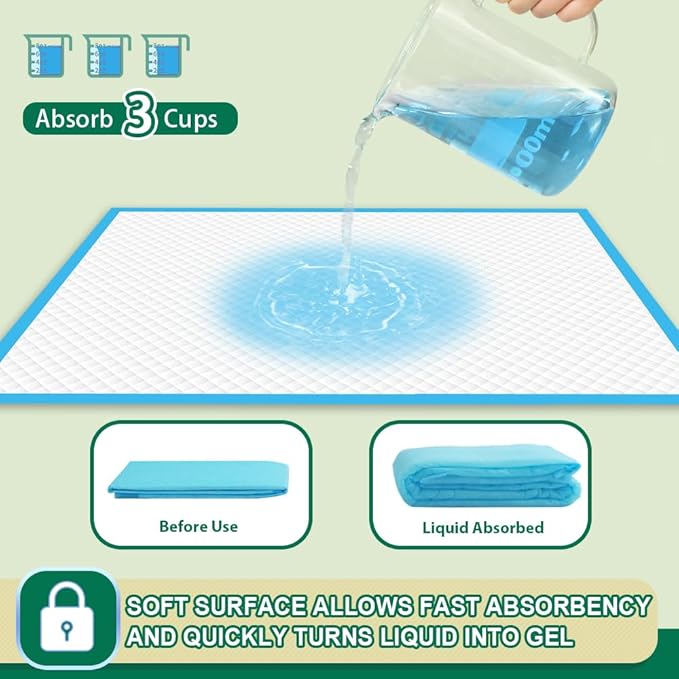 IMMCUTE Puppy Pee Pads 22"x23", 50 Count, Super Absorbent Leak-Proof Disposable Dog Training Pads for Puppies, Adult Dogs Cats & Other Pets Potty Piddle Pads for Crate, Kennel & Indoor/Outdoor Use