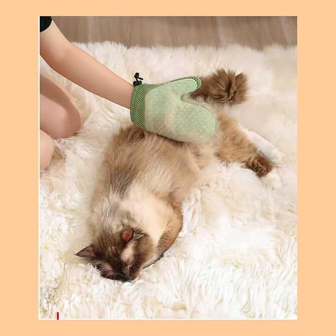 Pet Hair Remover Gloves Bath Brush Gentle Shedding Brushes,Pet Hair Remover Tool for Carpet, Curtain, Clothing, Couch, Car Seat (Green)
