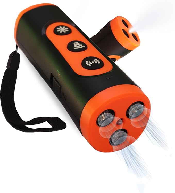 Dog Bark Deterrent Devices, Anti Barking Device for Dogs, 2025 Ultrasonic Upgraded 3 in 1 Dog Bark Deterrent, Sonic Trainer to Correct Dog's Bad Behavior for Outdoors Indoor Safely (Rechargeable)