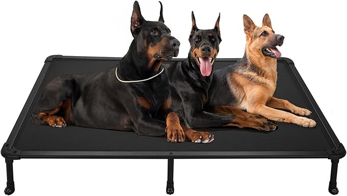 Veehoo Chew Proof Elevated Dog Bed - Cooling Raised Pet Cot - Rustless Aluminum Frame and Durable Teslin Mesh, Unique Designed No-Slip Feet for Indoor or Outdoor Use, Black, XX-Large, CWC2002