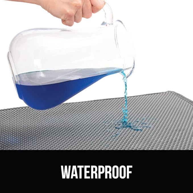 GORILLA GRIP Honeycomb Cat Litter Box Mat, 35x24 Two Layer Trapping Waste Mats, Soft On Paws, Litter Box Supplies and Essentials for Indoor Cats, Traps Excess, Water Resistant for Floors, Gray