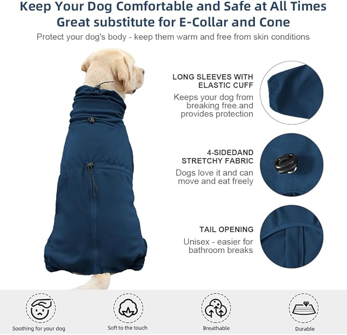 Dog Pajamas for Large Dogs,Extra Large Stretch, Suitable for Adult, Medium-Sized Dogs, Large Pet Jumpsuit Four-Legged Dog Clothes, Pet Clothing. (Blue, 4XL)