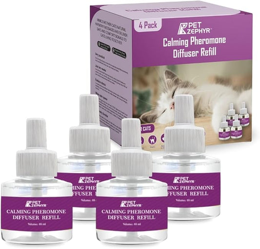 (Compatible with All Common Diffuser Heads) Cat Pheromone Diffuser Refill - 4 Pack Pheromones Refills - 4 Months Supply - Only Refills No Diffuser Head Included