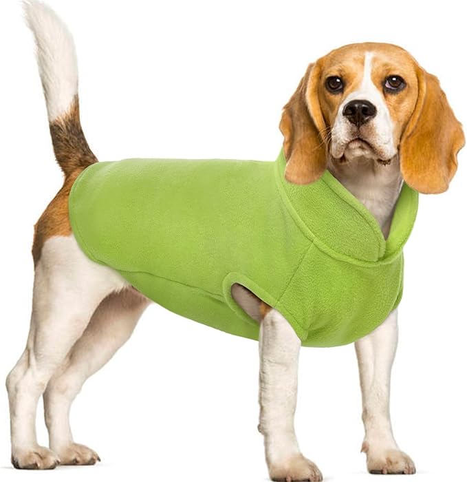 FUAMEY Dog Fleece Vest for Large Dogs,Warm Stretchy Dog Sweatshirts Pullover with Leash Hole Dogs Sweater Soft Pet Turtleneck Cozy Pet Vest Lightweight Sleeveless Green XXL