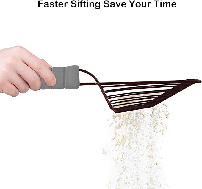 Cat Litter Scoop, Steel Metal Scooper with Deep Shovel and Long Foam Handle for Kitty Litter Box, Soft Pet Sifter, Comfy Poop Sifting, Pooper Lifter, Durable and Heavy Duty, Bronze Finish