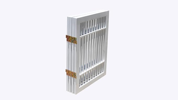 Pet Dog Gate Strong and Durable Freestanding Folding Acacia Hardwood Portable Wooden Fence Indoors or Outdoors by Urnporium (White Pet Gate, 4 Panel 24" Tall)