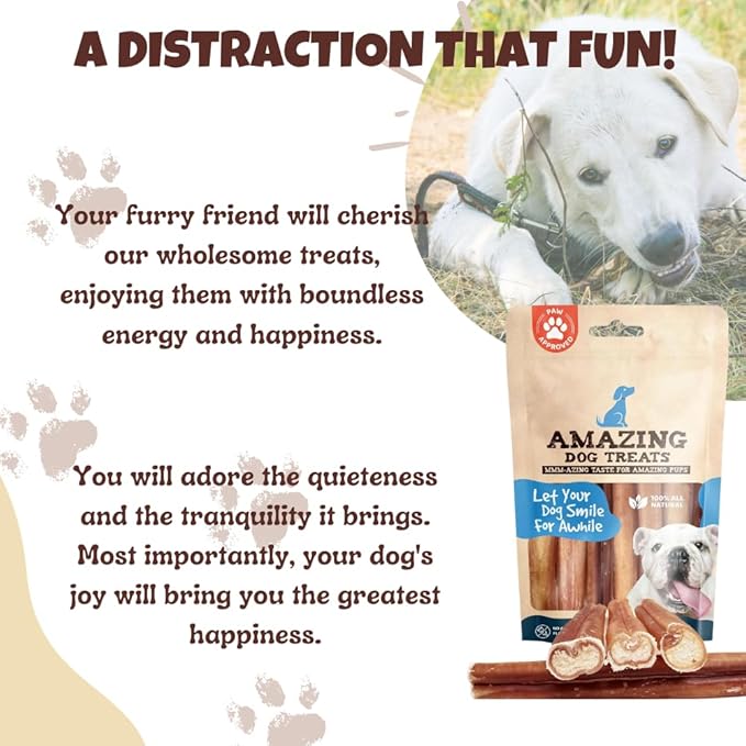 Amazing Dog Treats - 6 Inch Extra Thick Bully Sticks (50 Count) - Bulk Bully Sticks for Dogs - No Hide Bully Stick Dog Bones