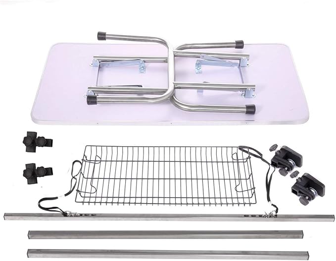 42 Inch Dog Grooming Table, Adjustable Height Pet Grooming Table with Armrest, Ropes and Mesh Tray, Suitable for Home and Dog Washing Station