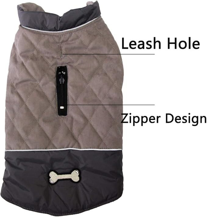 Reversible Dog Coats for Medium Dogs Waterproof Warm Dog Jacket for Cold Winter,Grey L