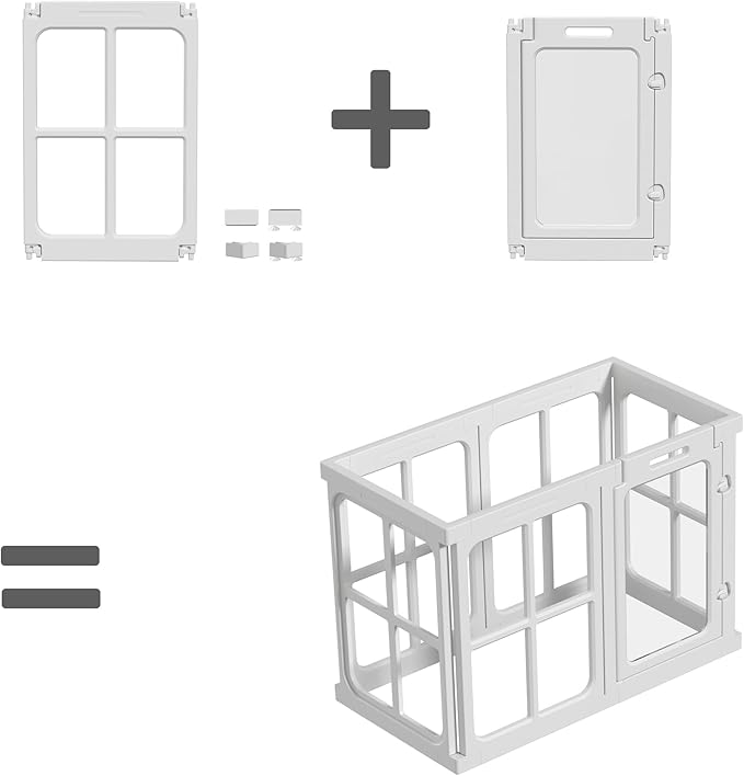 Acrylic Dog Playpen Indoor, 24" H Plastic Pet Playpen with Door, Clear Pet Play Pen for Puppy Cat Rabbit Ferret, Easy Assemble Dog Pen, Preferable for Small Cage, White 6 PCS