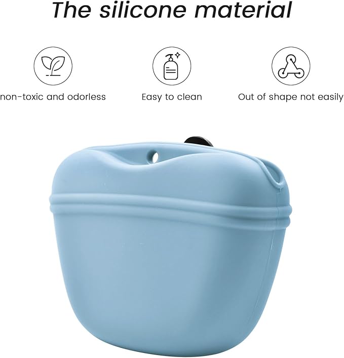 AUDWUD Silicone Dog Treat Pouch,With Dog Training Clicker,Clip on Portable Training Container,Convenient Magnetic Buckle Closing and Waist Clip