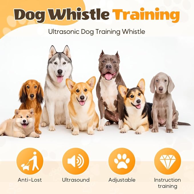 Professional Dog Training Whistles to Call Your Dogs, Whistles to Make Dogs Come to You, Adjustable Ultrasonic Silent That Only Dogs Can Hear, Pet Training Whistle with Lanyard for Recall (Black)