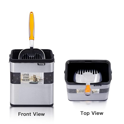 Universal Cat Litter Scoop Holder, Stainless Steel Small Portable Cat Litter Scooper Holder Trash Container.