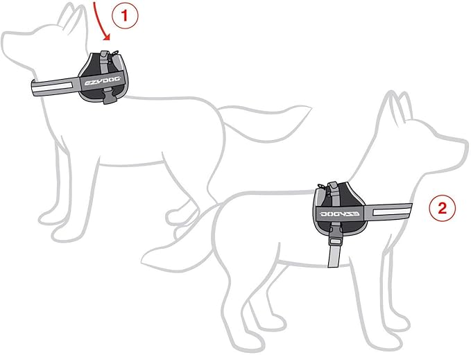 EzyDog Convert Dog Harness – Trail-Ready Rugged Harness for Walking, Hiking & Outdoors with Reflective Piping, Badge Attachment Points, Traffic Handle, & Comfort Lining (Medium, Denim)