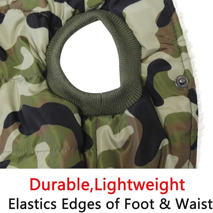 Fleece Lining Extra Warm Dog Hoodie in Winter for Large Dogs Jacket Pet Coats with Hooded,Green Camo XL