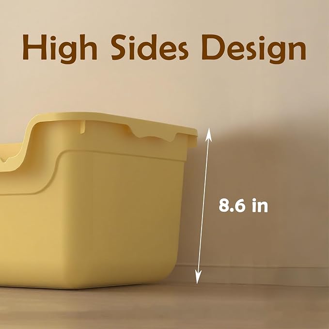 Large Cat Litter Box with High Sides,Open Top Cat Litter Pan with Low Entry,Big Cat Boxes for Indoor Cats,Ideal for Kittens & Senior Cats,Anti-Splashing,No Odor,Easy to Clean (White)