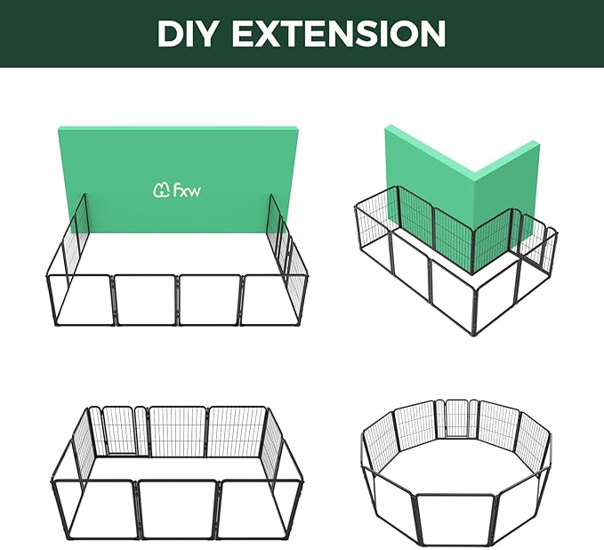 FXW Pawadise Acrylic & Wire Mesh Indoor Dog Playpen, Heavy Duty 24 Inch 10 Panels Metal Dog Pen for Puppy and Small Dogs, Black│Patented