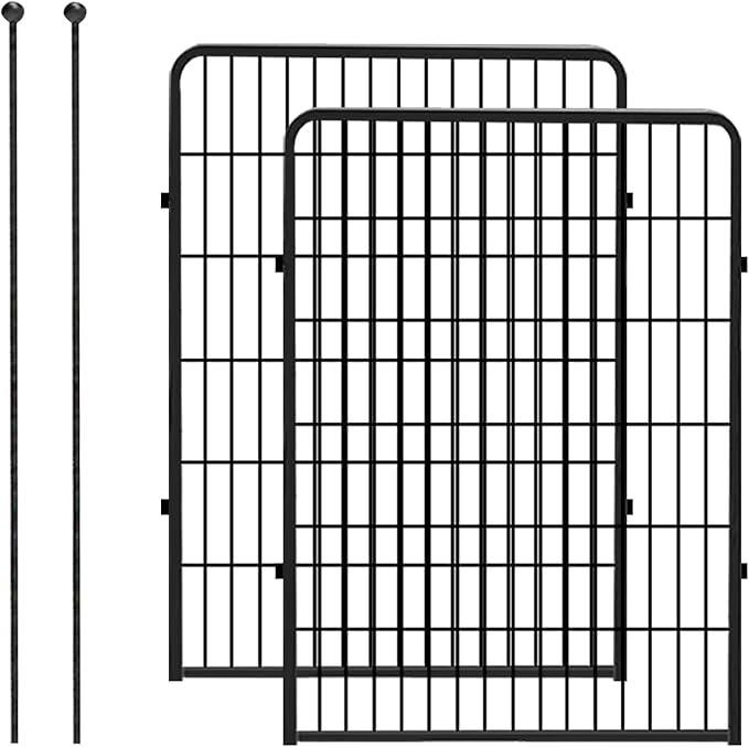 Dog Playpen 40 inch 2 Panels Indoor Dog Pen for Large/Medium/Small Dogs Heavy Duty Metal Dog Fence Outdoor for Yard, Puppy Playpen with Door Portable Pet Fence for RV Camping Yard