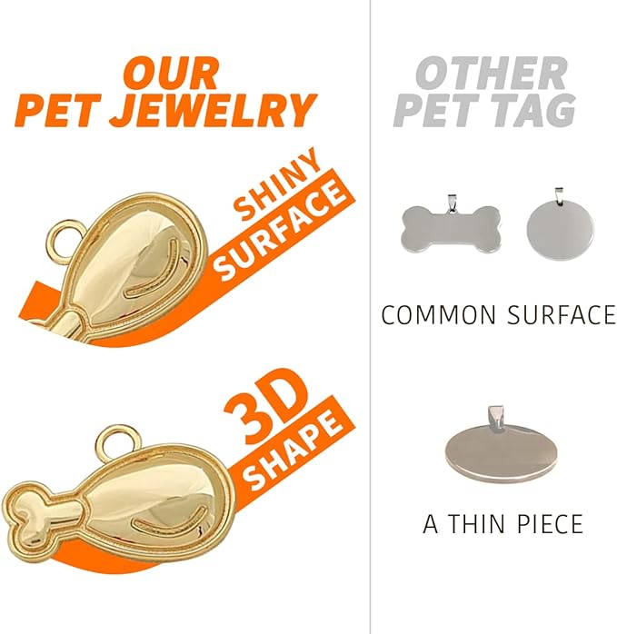 Dogs ID Tags Personalized Double Sided Deep Engraved Cat & Dog Collar Charm Drumstick Balloon Shape Brass