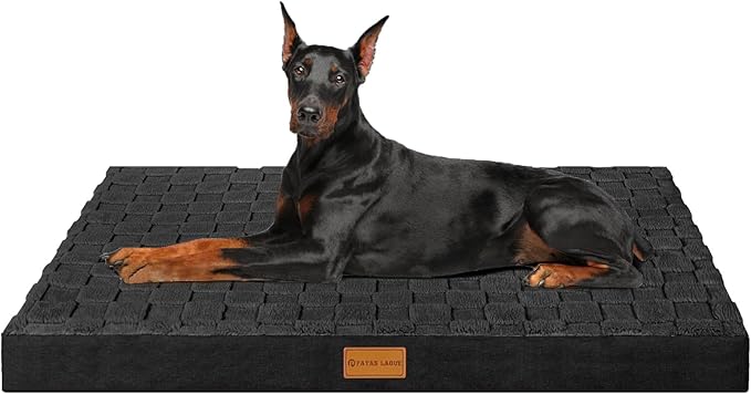 Patas Lague Orthopedic Jumbo Dog Bed for Extra Large Dogs 56''X40'', Waterproof Soft Warm Comfortable Egg Crate Foam Jumbo Pet Beds Mat with Removable Washable Cover and Nonskid Bottom, Black