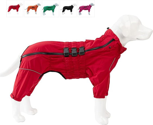 Dogs Waterproof Jacket, Lightweight Waterproof Jacket Reflective Safety Dog Raincoat Windproof Snow-Proof Dog Vest for Small Medium Large Dogs Red 5XL