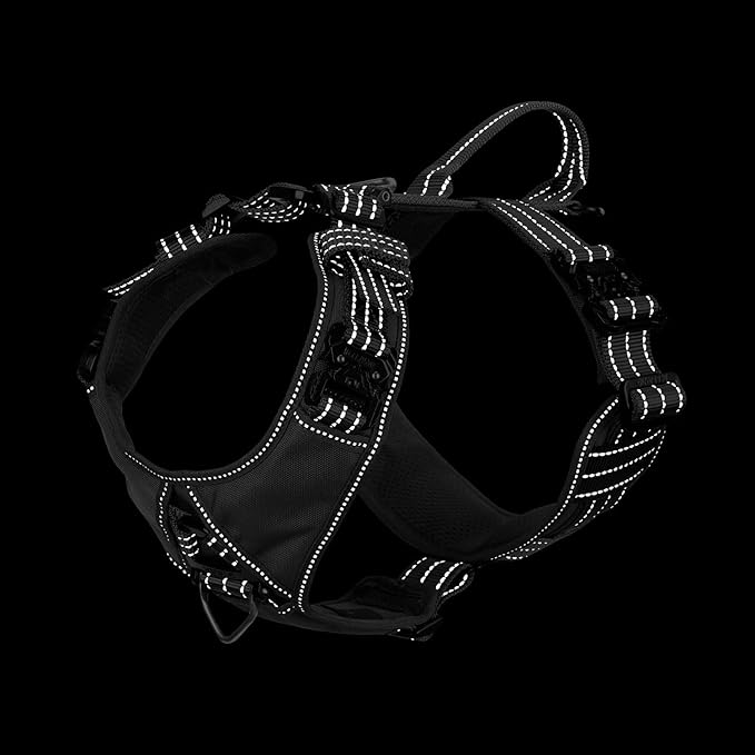 ICEFANG Dog Strap Harness with 4 x Metal Buckles,for Medium Sized Dog,K9 Vest,Y-Shape Chest,Adjustable Pet Harness,No-Pull Front Leash Clip (Medium (Pack of 1), Grey)