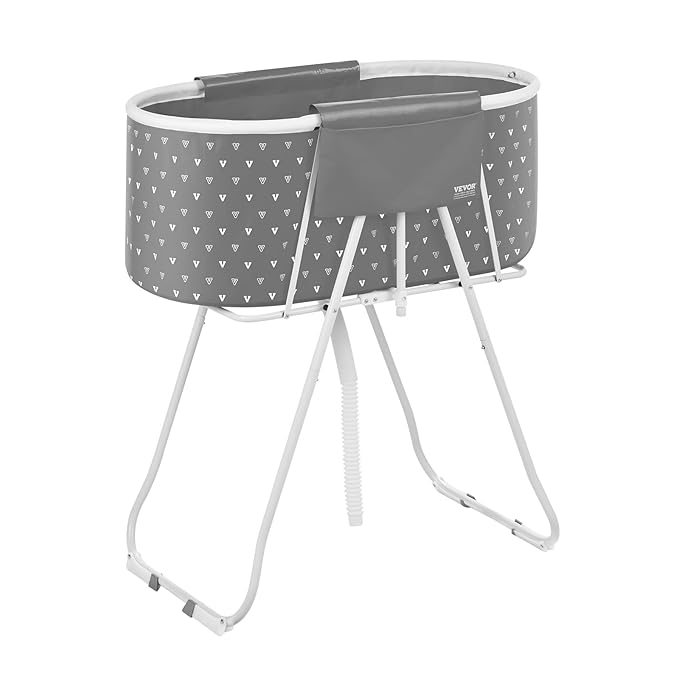 VEVOR Portable Dog Bathtub, Elevated & Foldable Space-Saving Pet Shower Station with Efficient Drainage, Bathing Tub for Washing & Grooming Small and Medium Size Dogs and Cats Indoor & Outdoor, Grey