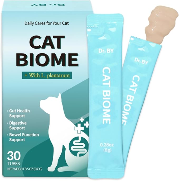 Dr.by Cat Biome Probiotics Feline Diarrhea Treatment Anti Diarrhea Relief Sensitive Stomach Support Kitten Probiotic Lickable Churu Supplement for Digestion Immunity Gut Health 30 Tubes