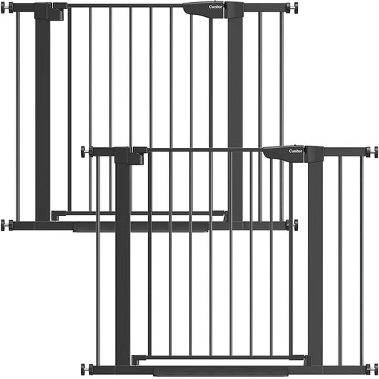 Cumbor 2 Pack 29.7-40.6" Baby Gate for Stairs, Mom's Choice Awards Winner-Auto Close Dog Gate for doorways, Pressure Mounted Pet Gates Indoor, Easy Walk Thru Wide Safety Child Gate for Dog, Black