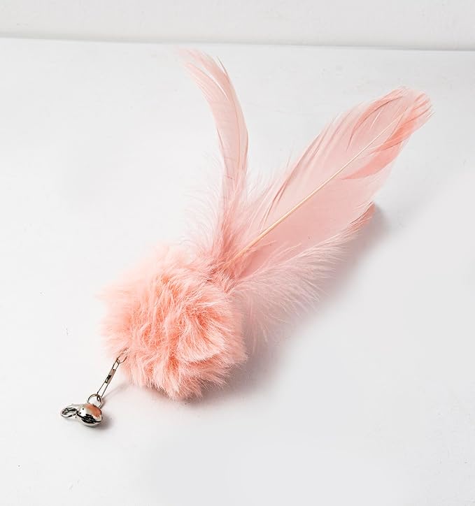 Generic Cat Feather Toy for Cat Pink 2pcs Prue Cat Feather Toy for Cat, Feather Stick with Bell and Feather Accessories, Interactive Cat Toy for Kitten, Catnip Toy for Cats