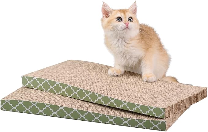 Cat Scratcher Cardboard Scratching Pads Scratch with Catnip 2PCS Reversible Corrugated Cardboard