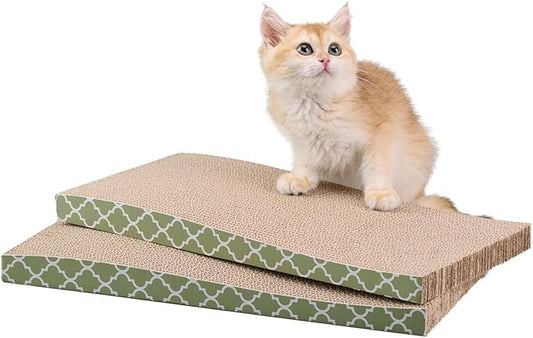 Cat Scratcher Cardboard Scratching Pads Scratch with Catnip 2PCS Reversible Corrugated Cardboard
