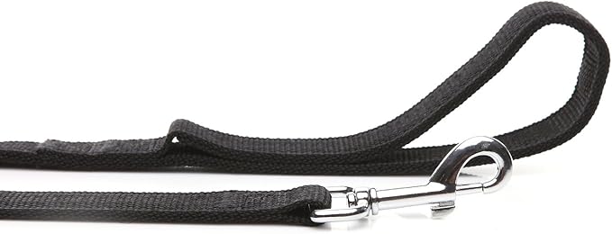 Strong Nylon Dog Leash with 2-Layer, 4 FT/ 6 Feet Long, 1 Inch Wide for Medium Large Dogs (1'' x 7 FT, Black)