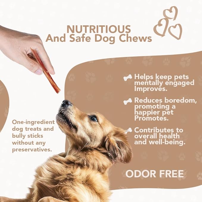 Bully Sticks for Dogs, 8 Count (4 Packs) – Premium All-Natural Beef Chews, Odor-Free, Long-Lasting Dog Treats, Rawhide Alternative for Small & Medium Breeds