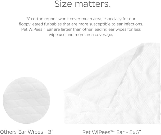 Ear Pet WiPees™ – Ear Wipes for Dogs & Cats, Dog Ear Wipes for Infection & Itchy Ears, Gentle Cat & Dog Ear Cleaner for Daily Hygiene (Natural, 100ct)