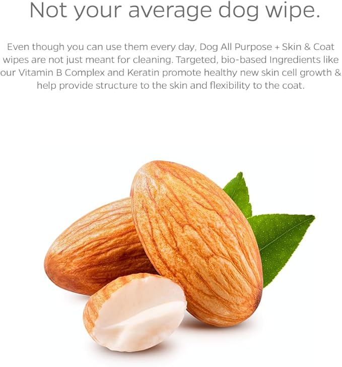 Dog All Purpose + Skin & Coat Pet WiPees™ – 100 All Natural Cleaning & Moisturizing Dog Wipes for Paws, Folds & Fur, Dog Lotion Alternative, Daily Pet Wipes for Skin & Coat Health (Natural, 100ct)