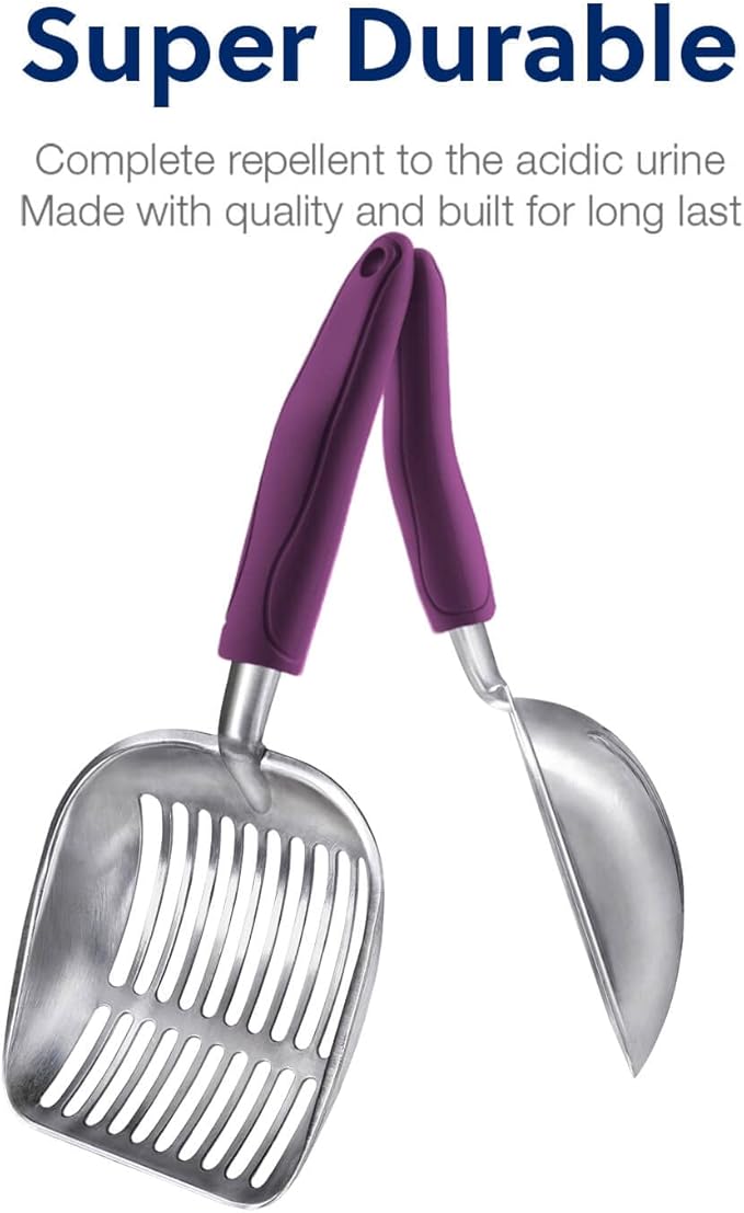 WePet Cat Litter Scoop, Aluminum Alloy Sifter, Kitty Metal Scooper, Deep Shovel, Long Handle, Poop Sifting, Kitten Pooper Lifter, Durable, Heavy Duty, for Litter Box