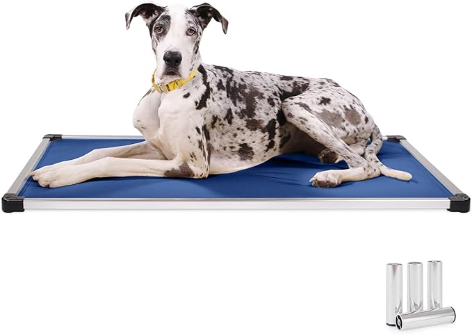 K9 Ballistics Chew Proof Armored Padded Dog Crate Bed, Virtually Indestructible, Legs Included (Blue Quartz, X-Large (47" L x 29" W x 6" H))