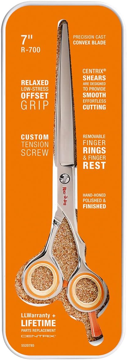 Cricket Centrix Roc-It Dog R 700 7” Professional Hair Cutting Scissors, Precision Cast Convex Blade Scissor, Barber Shears, Offset Grip, Hair Scissors Accessories