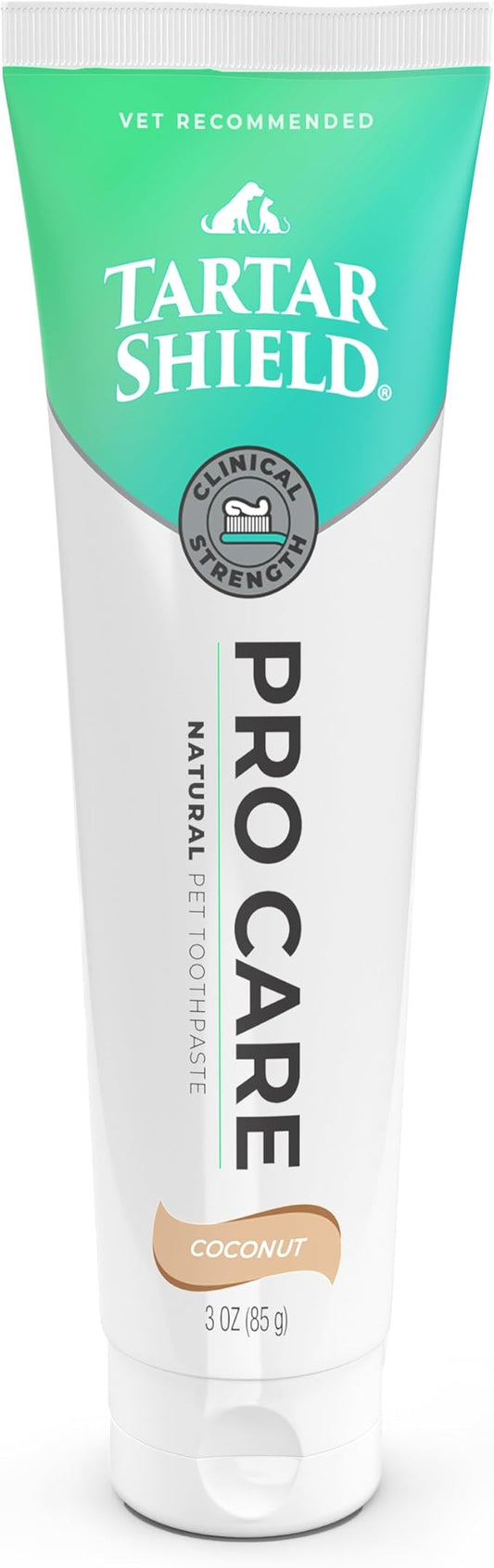 Tartar Shield Pro Care – Natural Enzymatic Pet Toothpaste – Protects Against Plaque & Tartar – Freshens Breath & Gently Removes Stains – for Dogs & Cats – Coconut Flavor, 3 Oz.