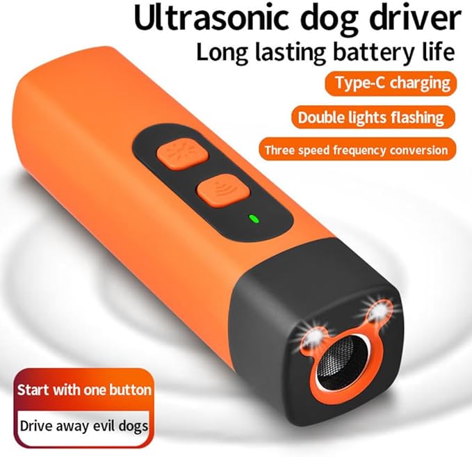 Dog Bark Deterrent Stop Barking Device Convertible Ultrasonic Bark Control Device with LED Flashlight - Ideal for Indoor & Outdoor