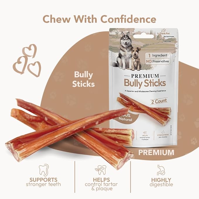 Bully Sticks for Dogs, 8 Count (4 Packs) – Premium All-Natural Beef Chews, Odor-Free, Long-Lasting Dog Treats, Rawhide Alternative for Small & Medium Breeds