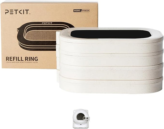 PETKIT Trash Bag Refill Rings for Purobot Ultra Auto-Packing Self-Cleaning Cat Litter Box, Leak-Proof Replacement Waste Bags, Long-Lasting Trash Bags -4 Packs