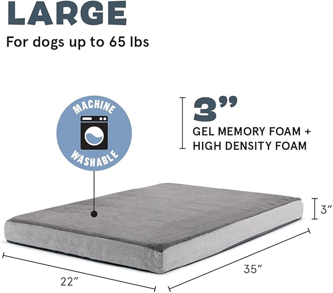 Barkbox Orthopedic Dog Bed with Memory Foam, Premium Comfort for Dogs and Puppies, Large Sized Dog Bed for Joint Relief and Restful Sleep, Durable and Easy to Clean - Grey, Large