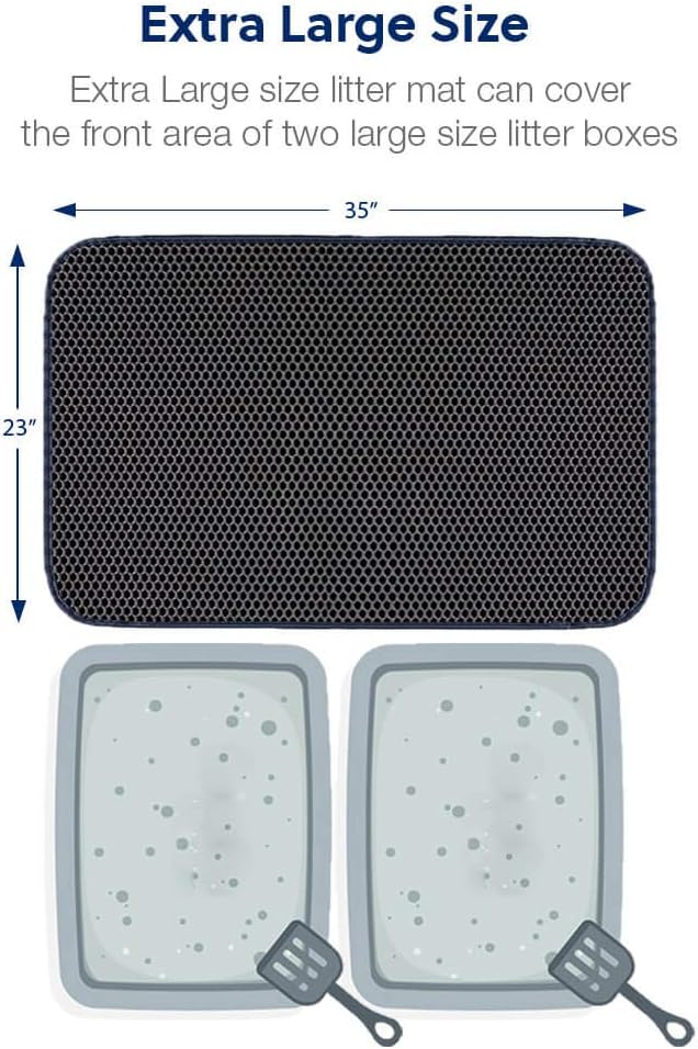 WePet Cat Litter Mat, Kitty Litter Trapping Mat, Honeycomb Double Layer Mats, No Phthalate, Urine Waterproof, Easy Clean, Scatter Control, Catcher Litter Tray Box Rug Carpet